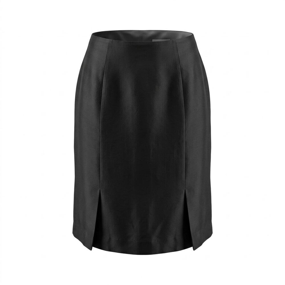 LA9 Talbots Petites Silk Black Pleated Knee Length Skirt Women Size 10P